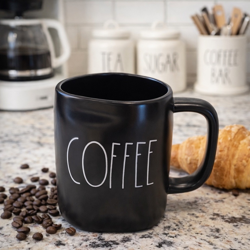 Rae Dunn COFFEE Mug Matte Black Artisan Collection Farmhouse Ceramic Cup